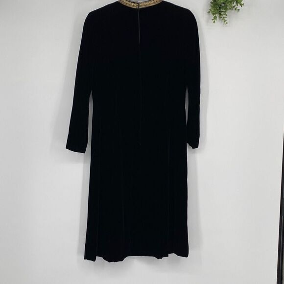 Abe Schrader Vintage Velvet Long Sleeve Tunic Dress Gold Embroidery Black Size 8 - Picture 12 of 16